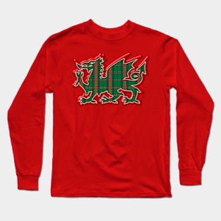 The Owens / Bowen Family Name Tartan Cymru Welsh Dragon symbol design Long Sleeve T-Shirt